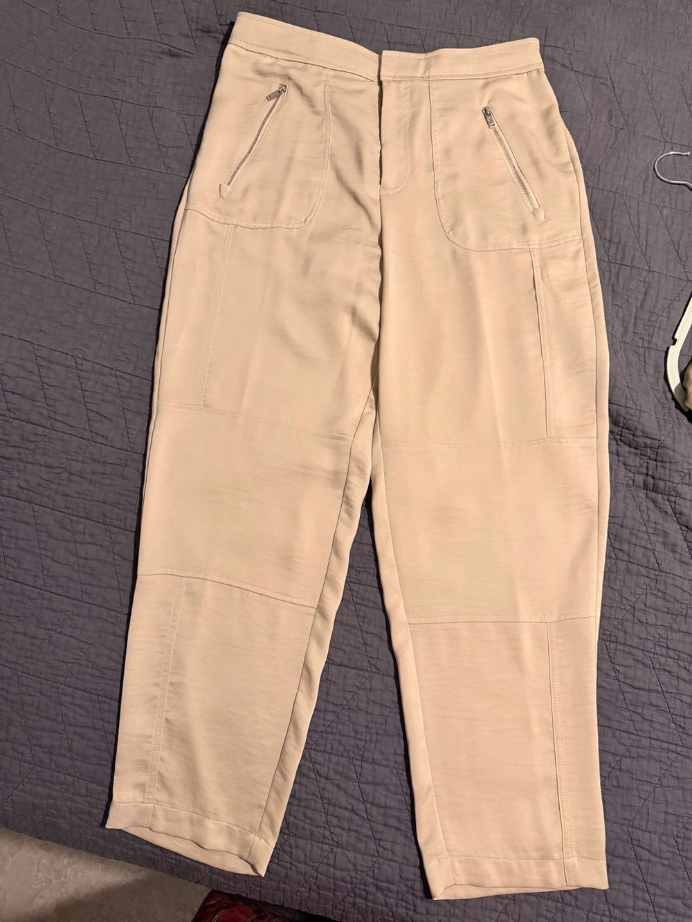 DKNY Neutral Beige Zip-Pocket Jogger Pants
